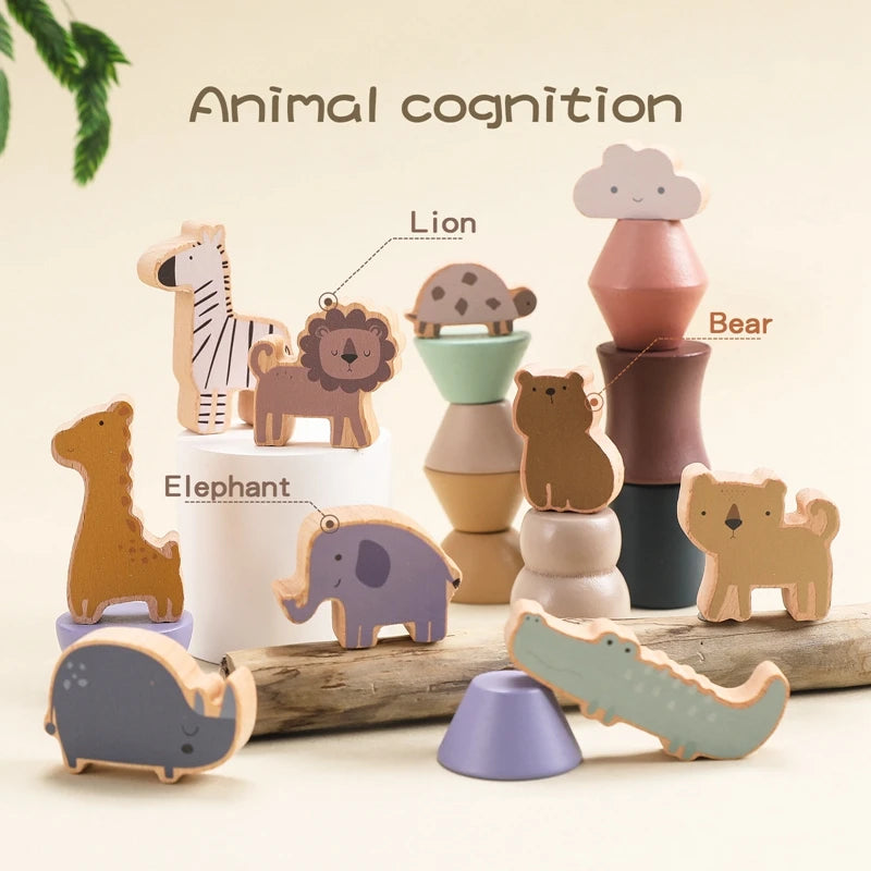 Wooden Montessori Animal Stacking Toy